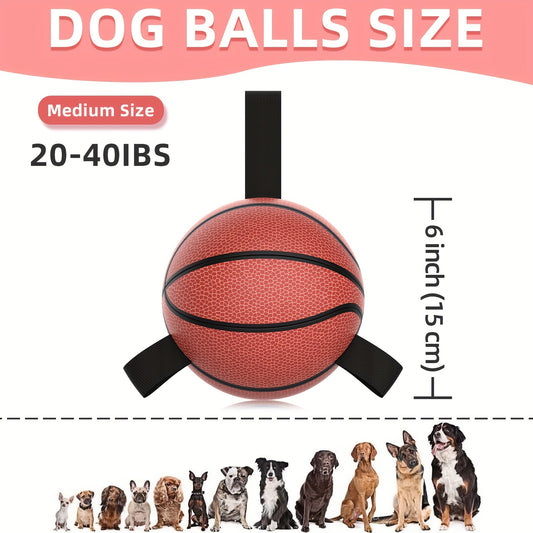 Basketball Shaped Dog Ball Toy, Fun Interactive Dog Chew Toy Dog Bite Balls With Straps For Small Medium And Large Dogs
