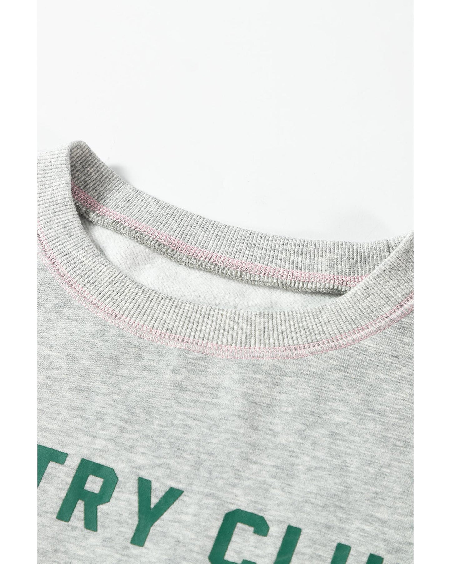 Light Grey COUNTRY CLUB PICKLEBALL Graphic Exposed Stitching Casual Sweatshirt - M