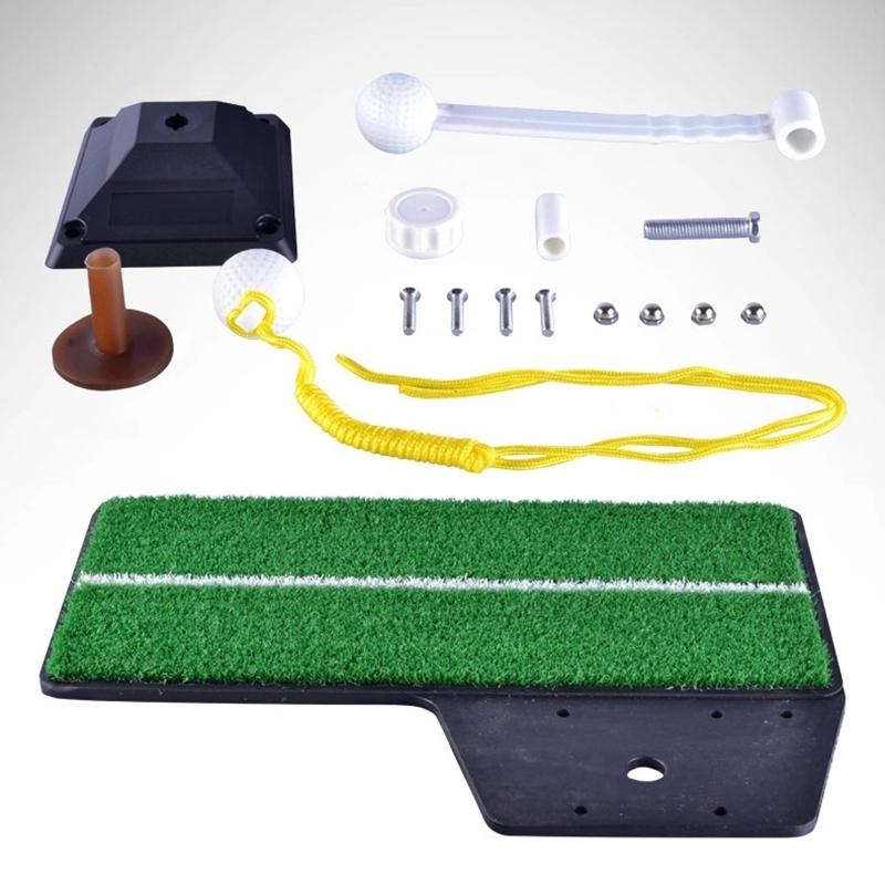 Portable Golf Putting Mat with Push Rod Trainer - 48x23cm - Black