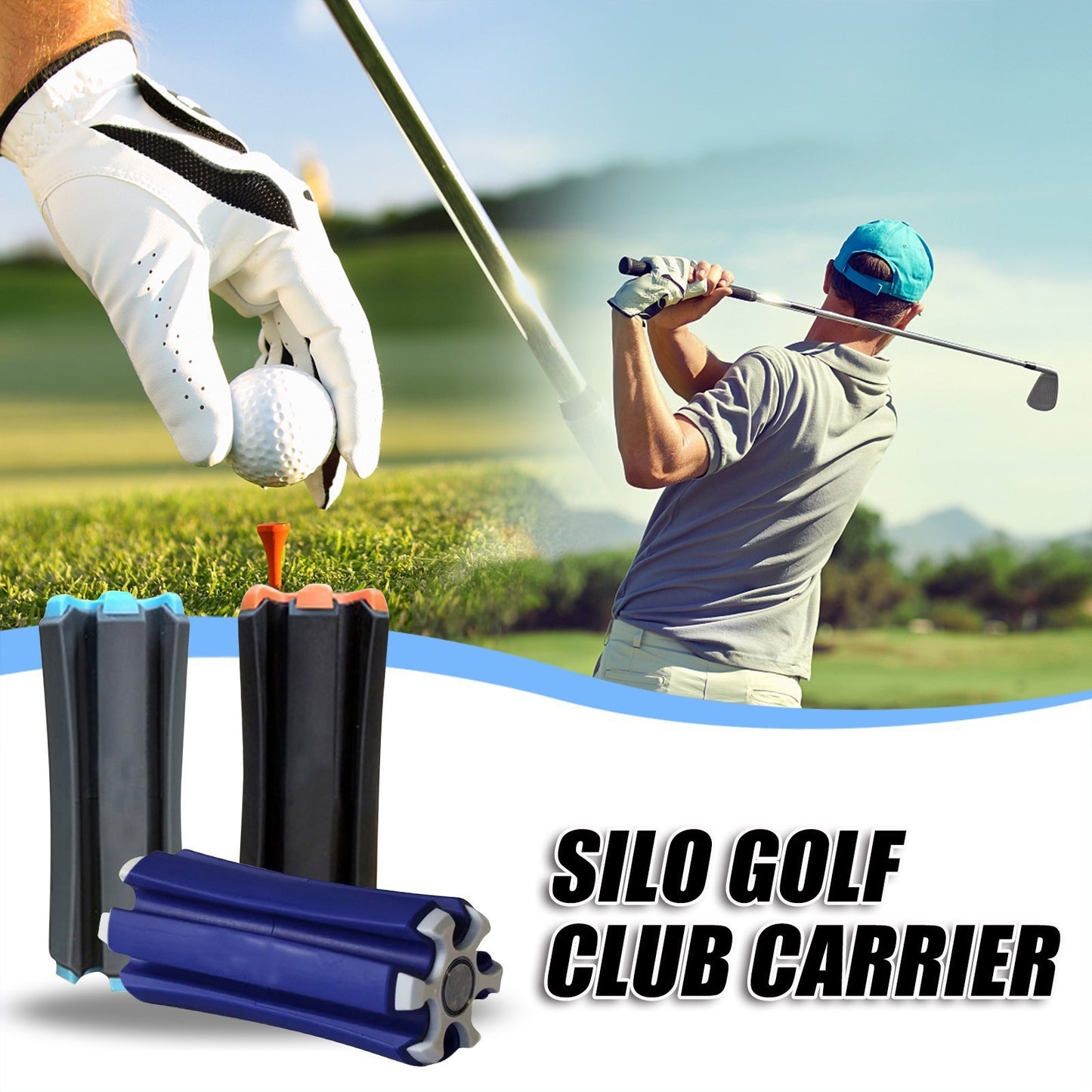 Grey And Blue Golf Club Carrier 2-Pack - Durable ABS+PET Golf Club Holder for Secure Storage and Easy Transport