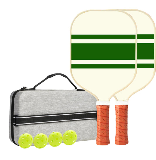 Set 3 White And Green T700 Carbon Fiber Pickleball Paddle Set - 2 Paddles, 4 Balls, and Portable Carry Bag for Adults and Students