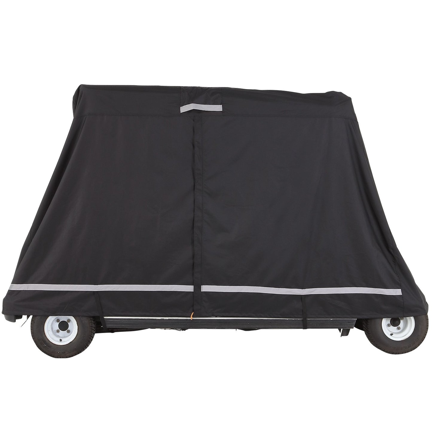VEVOR 4 Passenger Golf Cart Cover, 600D Polyester Full Cover, Universal Fits for Most Brand Club Car Covers, Waterproof, Sunproof, and Dustproof Outdoor Golf Cart Cover with Three Zipper Doors, Black