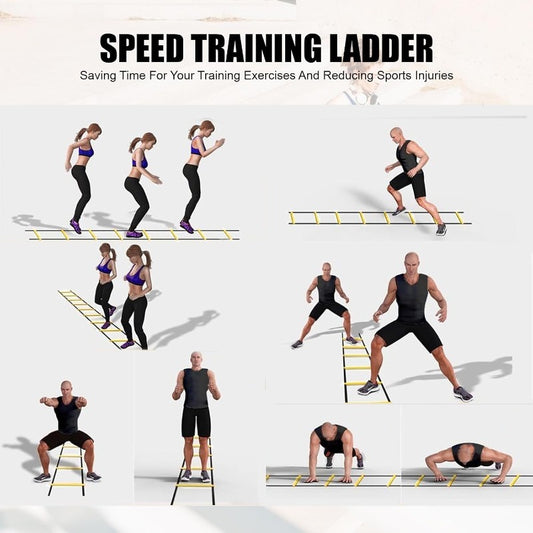 1 Set PE Agility Ladder for Speed Training, Multi-Size Horizontal Speed Ladders with Cones, Soccer & Basketball Footwork Drill Equipment, Football Fitness Training Gear