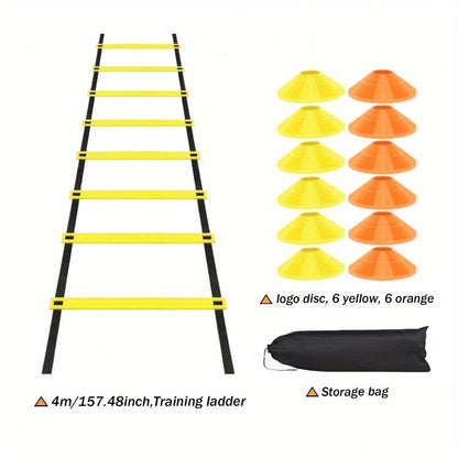1 Set PE Agility Ladder for Speed Training, Multi-Size Horizontal Speed Ladders with Cones, Soccer & Basketball Footwork Drill Equipment, Football Fitness Training Gear