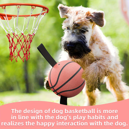 Basketball Shaped Dog Ball Toy, Fun Interactive Dog Chew Toy Dog Bite Balls With Straps For Small Medium And Large Dogs
