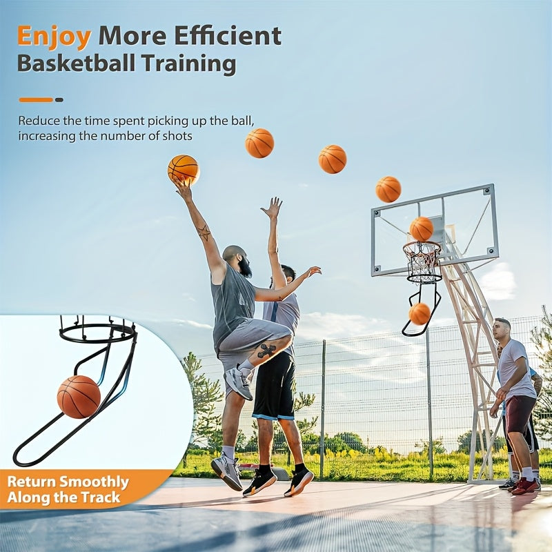 [Durable Basketball Accessories] 1 Set GADFISH Basketball Return Attachment, HeavyDuty Basketball Rebounder With 3 Stable LargeHooks, Durable Basketball Accessories For 18"Rim Basketball Training, Black