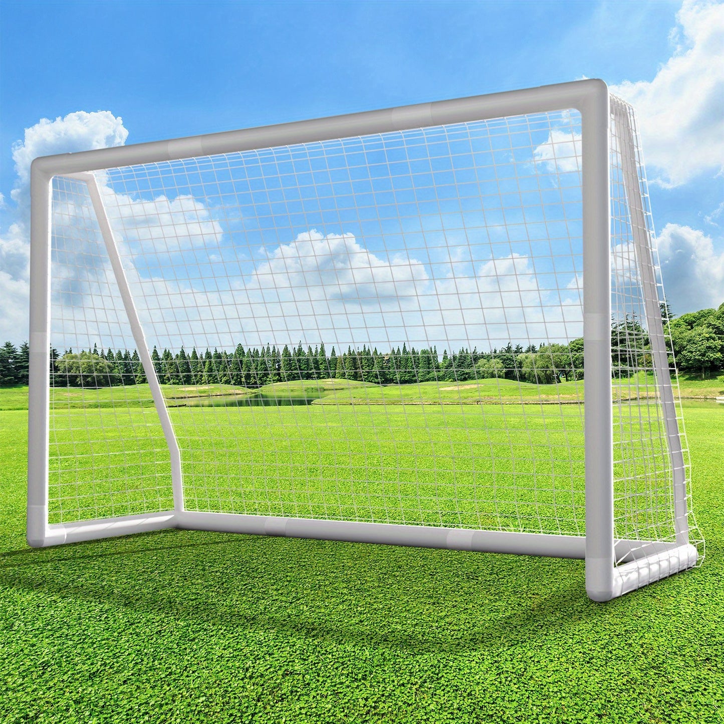 Rengue Soccer Goal, 152.4x243.84cm Backyard Soccer Goal, PVC Soccer Goals, Full Size Soccer Goal, Training Soccer Net Set With High- Strength Nets, Ground Stakes And Carry Bag- Sturdy Goal Post Soccer Accessories For Improvin