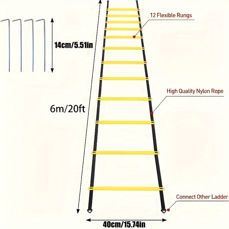 Complete Soccer Training Kit: Agility Ladder, Cones, Resistance Parachute & Ground Stakes - Durable PP Material for Speed and Sensitivity Exercises
