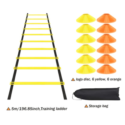 1 Set PE Agility Ladder for Speed Training, Multi-Size Horizontal Speed Ladders with Cones, Soccer & Basketball Footwork Drill Equipment, Football Fitness Training Gear