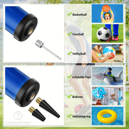 Portable Air Pump, Ball Pump Inflator Kit With Needle, Nozzle, Extension Hose For Soccer Basketball Football Volleyball Water Polo Rugby Exercise Sports Ball Balloon Swim Inflatables, Blue