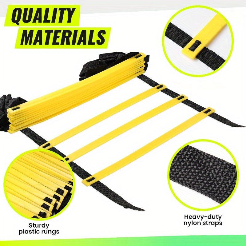 1 Set PE Agility Ladder for Speed Training, Multi-Size Horizontal Speed Ladders with Cones, Soccer & Basketball Footwork Drill Equipment, Football Fitness Training Gear