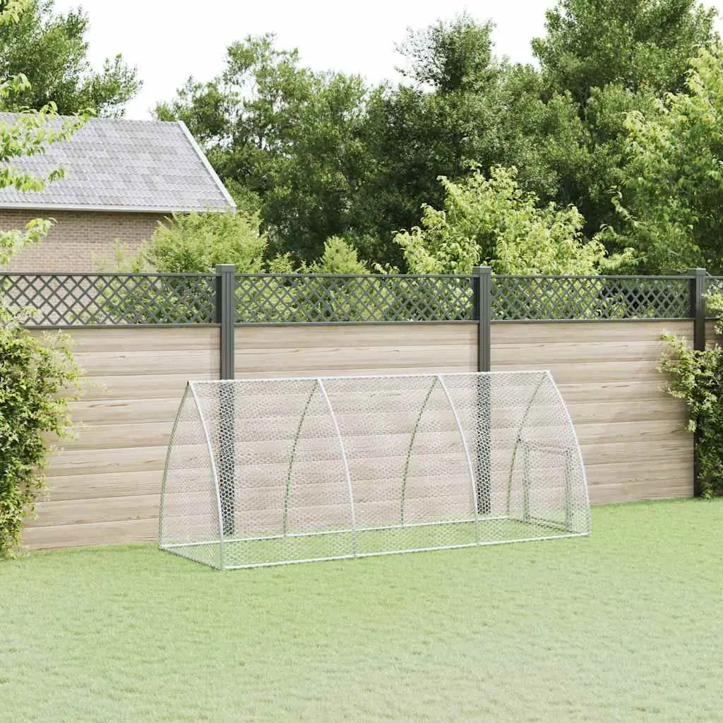 Galvanized Steel Chicken Cage - 118.1"x41.3"x47.2" Silver Outdoor Poultry Run