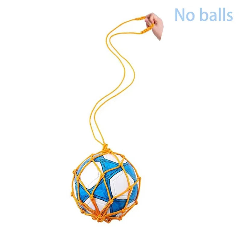 Youth Football Self Trainer Kick Net Pocket Professional Outdoor Sport Nylon Net Basketball Bag Solid Mesh Soccer Ball Carry Bag