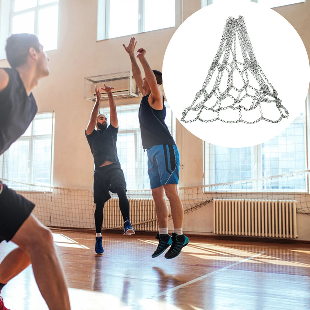 Basketball Net Rustproof Galvanized Iron Durable Basketball Target Net Metal Chain Basketball Net for Basketball Hoop