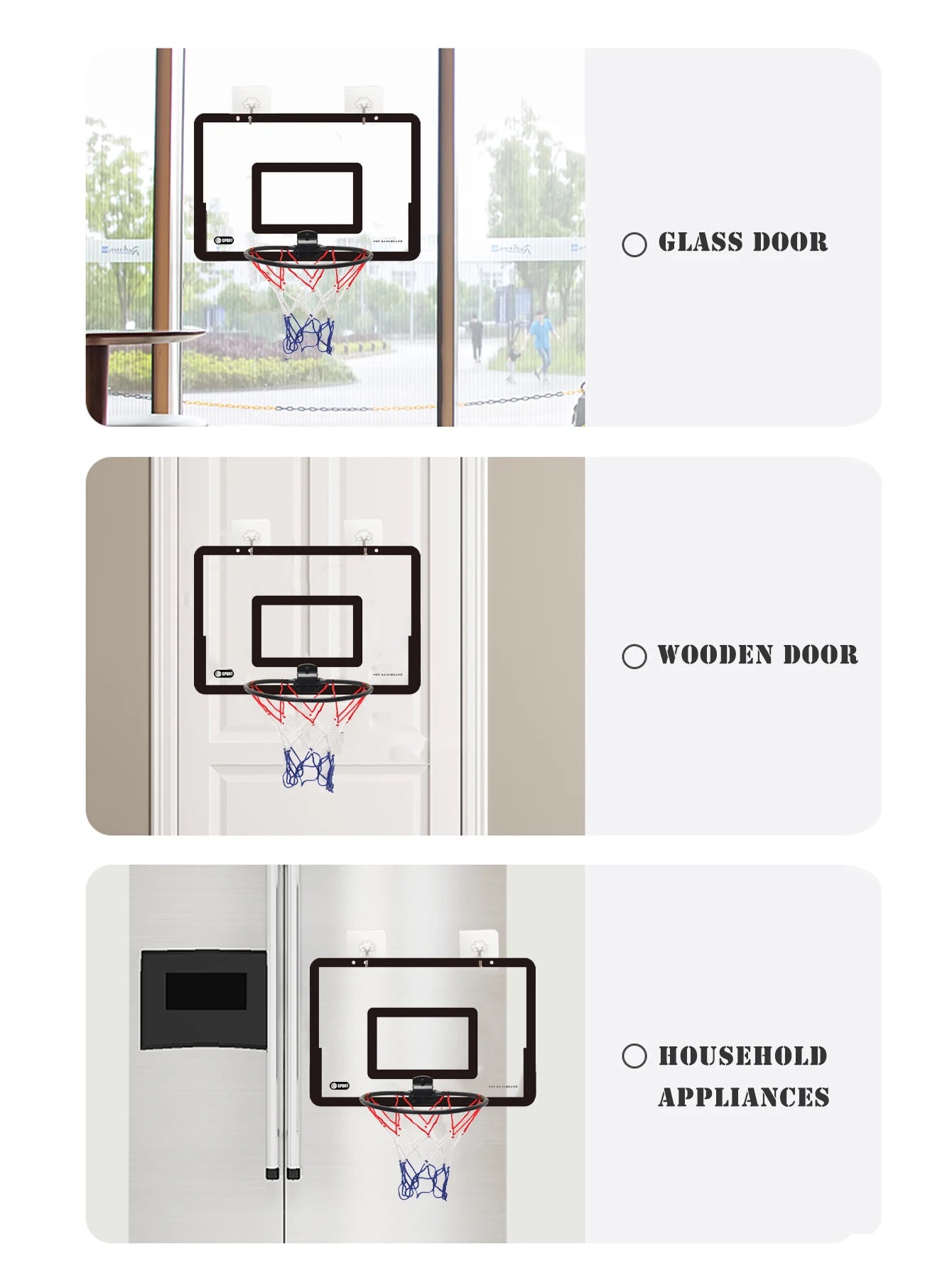 Basketball Stand, Indoor and Outdoor Basketball Backboard Wall Mounted Adhesive Hook for Gyms Schools Home Gifts for Boys Girls