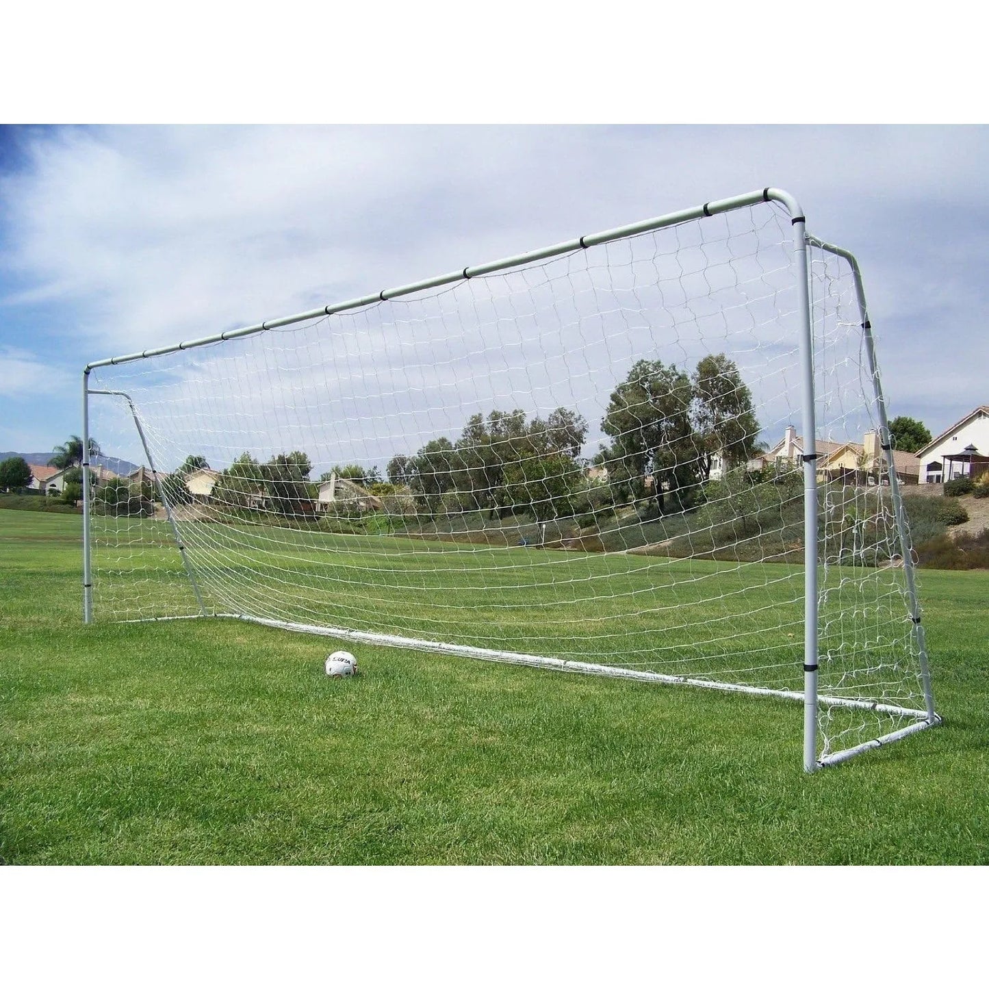 Official Size 24 X 8 X 5 Ft. Steel Soccer Goal. Heavy Duty Frame w/Net. Tournament, Regulation Size Goals. Professional Portable