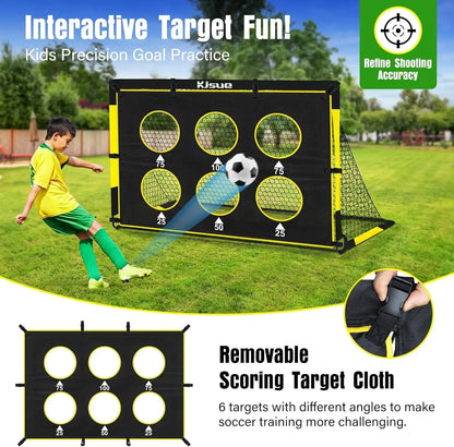 Soccer Goal for Backyard Set - 2 of 6x4 ft Soccer Goals Training Equipment, Soccer Net for Kids Age 3-5 6-8 8-10 10-12, Ball