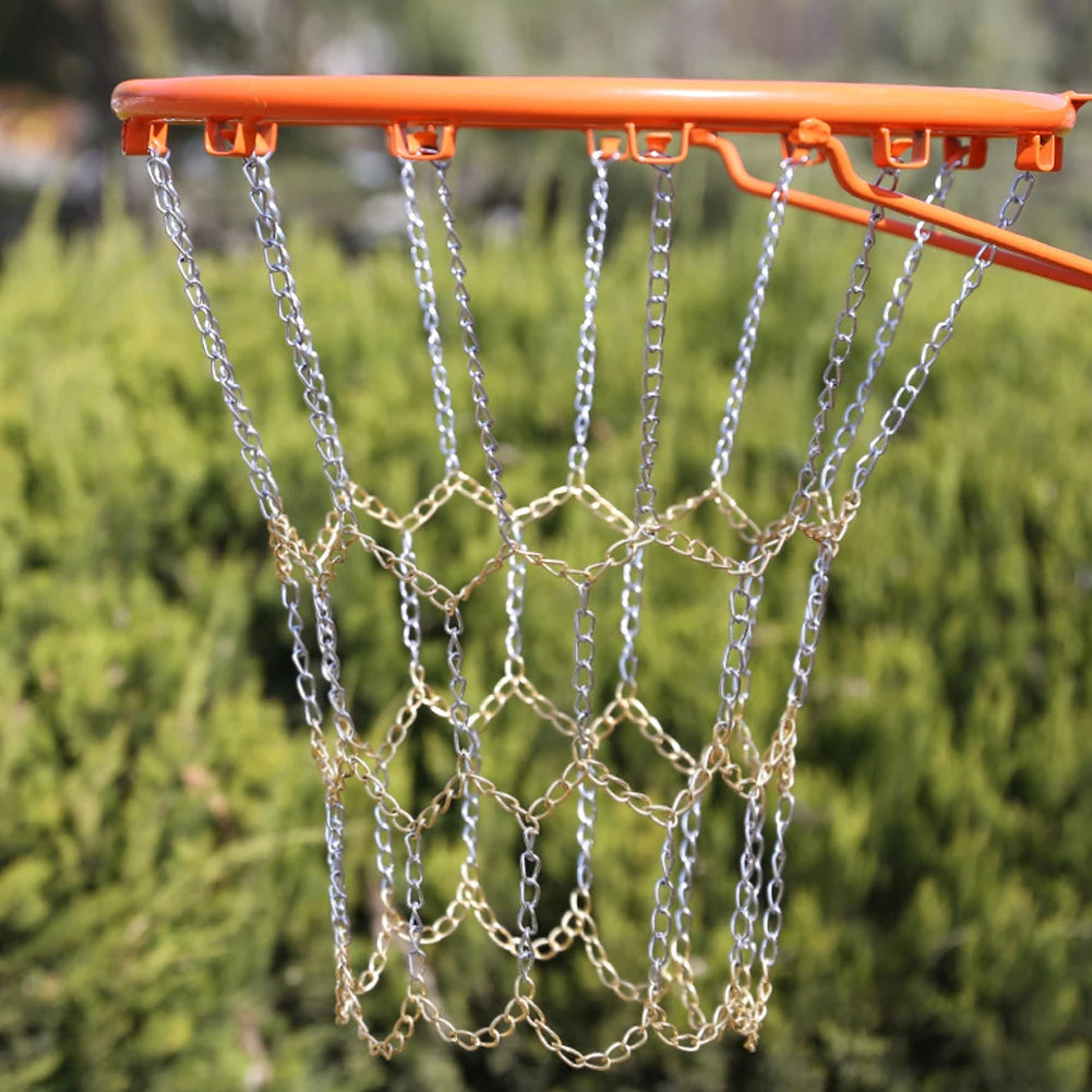 Basketball Net Rustproof Galvanized Iron Durable Basketball Target Net Metal Chain Basketball Net for Basketball Hoop