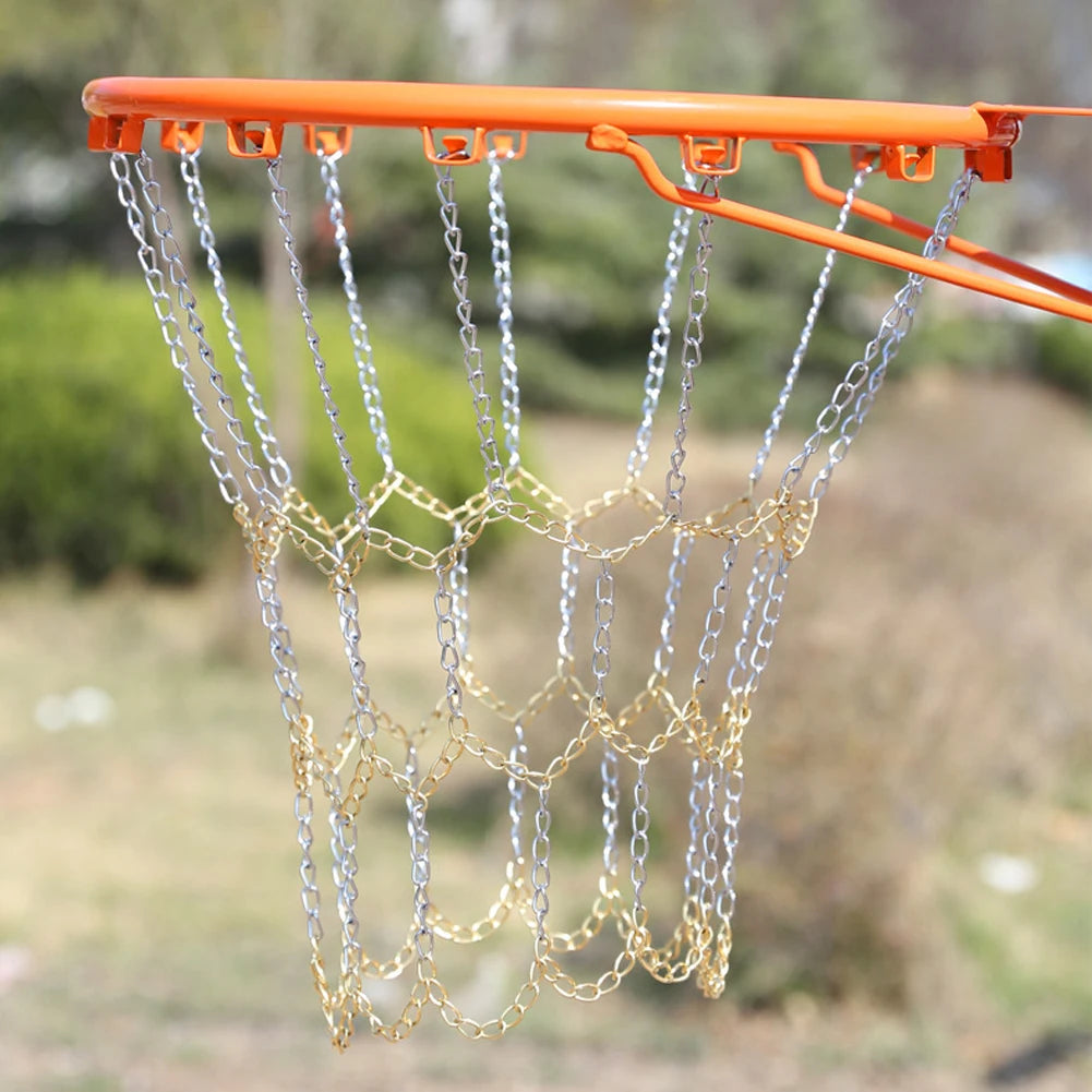 Basketball Net Rustproof Galvanized Iron Durable Basketball Target Net Metal Chain Basketball Net for Basketball Hoop