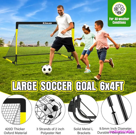 Soccer Goal for Backyard Set - 2 of 6x4 ft Soccer Goals Training Equipment, Soccer Net for Kids Age 3-5 6-8 8-10 10-12, Ball
