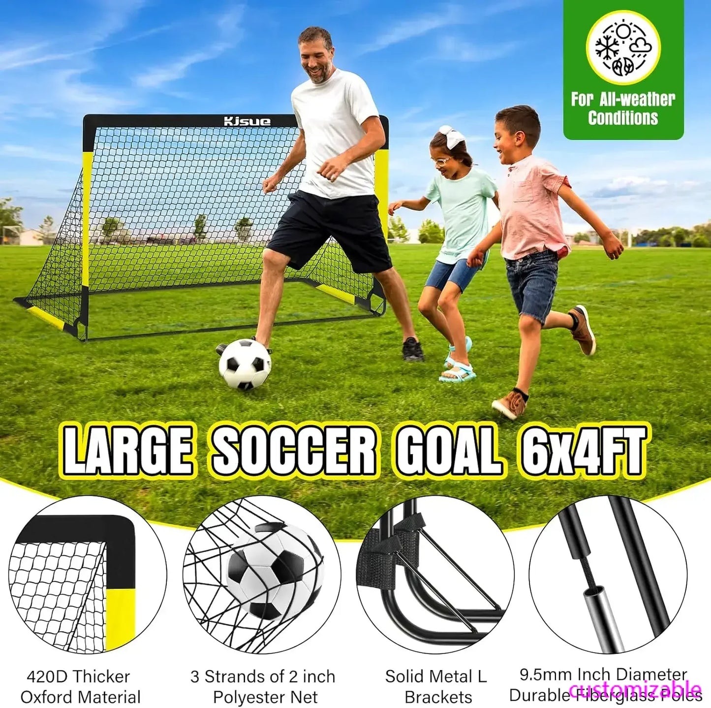 Set of 2 Soccer Goals for Backyard – 6x4 ft Portable Nets with Ball for Kids Ages 3–12