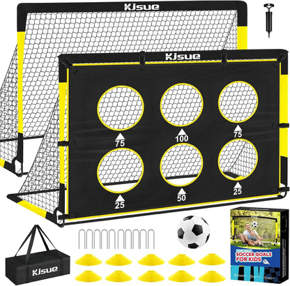 Soccer Goal for Backyard Set - 2 of 6x4 ft Soccer Goals Training Equipment, Soccer Net for Kids Age 3-5 6-8 8-10 10-12, Ball