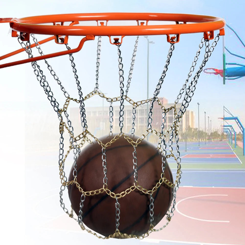 Basketball Net Rustproof Galvanized Iron Durable Basketball Target Net Metal Chain Basketball Net for Basketball Hoop