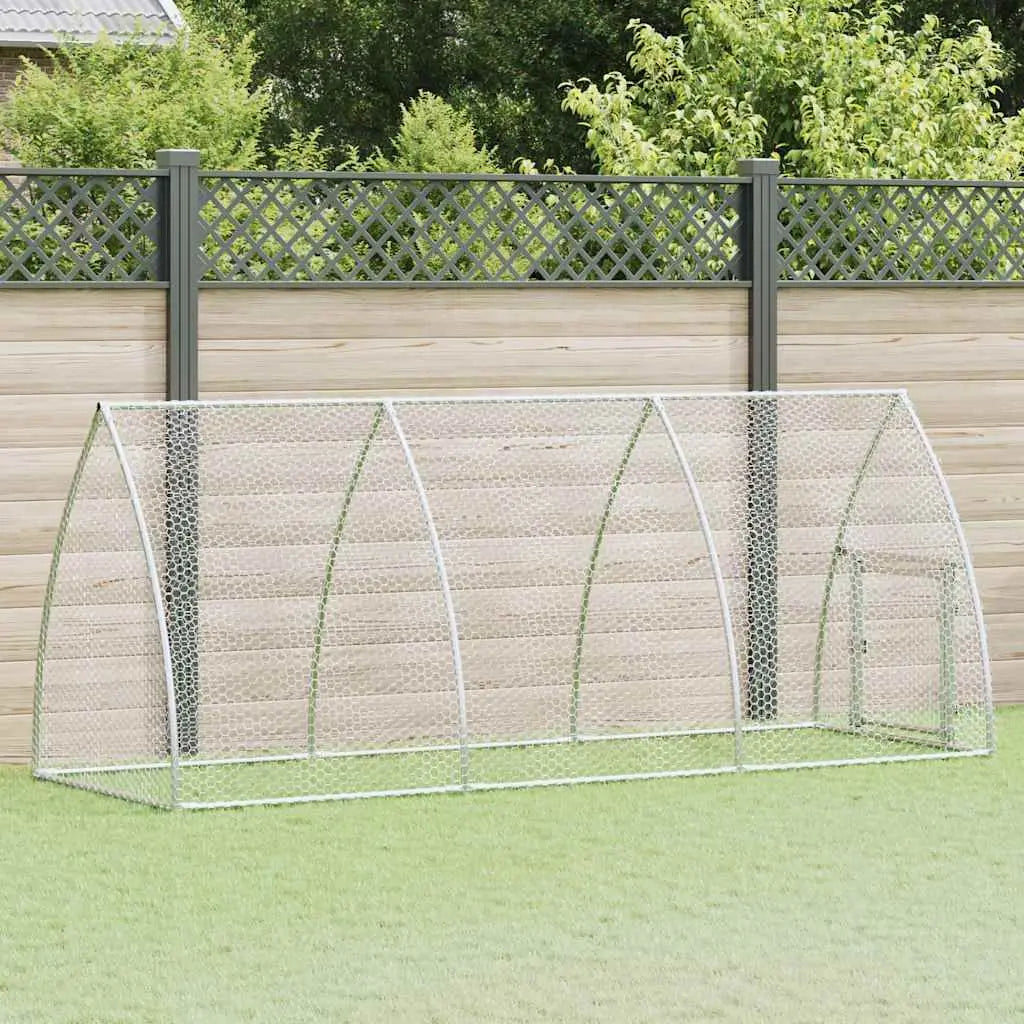 Galvanized Steel Chicken Cage - 118.1"x41.3"x47.2" Silver Outdoor Poultry Run