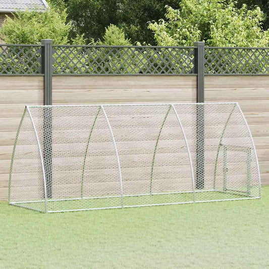 Galvanized Steel Chicken Cage - 118.1"x41.3"x47.2" Silver Outdoor Poultry Run