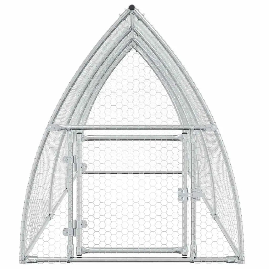 Galvanized Steel Chicken Cage - 118.1"x41.3"x47.2" Silver Outdoor Poultry Run