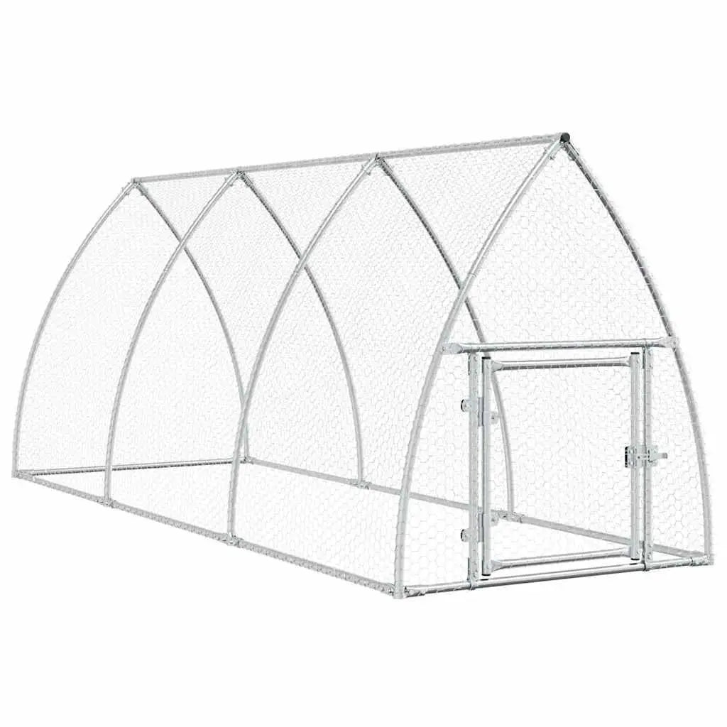 Galvanized Steel Chicken Cage - 118.1"x41.3"x47.2" Silver Outdoor Poultry Run