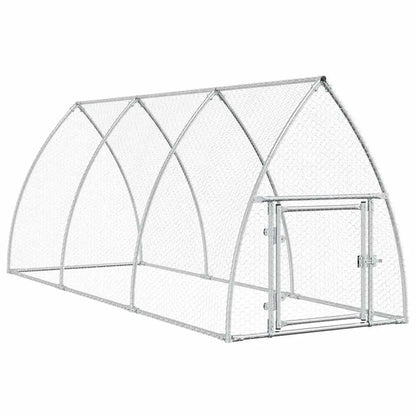 Galvanized Steel Chicken Cage - 118.1"x41.3"x47.2" Silver Outdoor Poultry Run