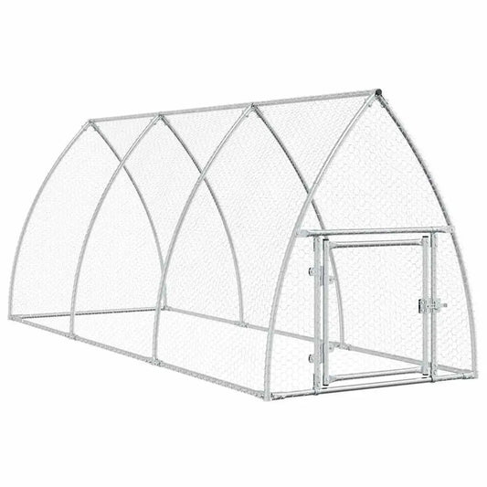 Galvanized Steel Chicken Cage - 118.1"x41.3"x47.2" Silver Outdoor Poultry Run