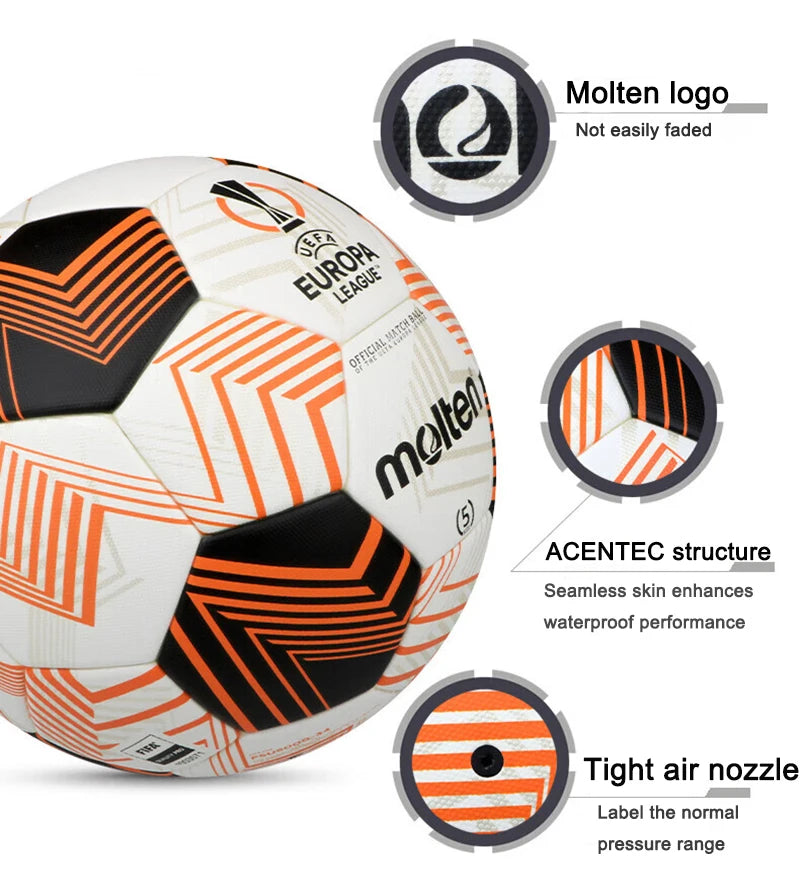 Molten Professional High Quality Size 5 PU Material Outdoor Football Training League Goal Official Match Seamless Futbol Topu
