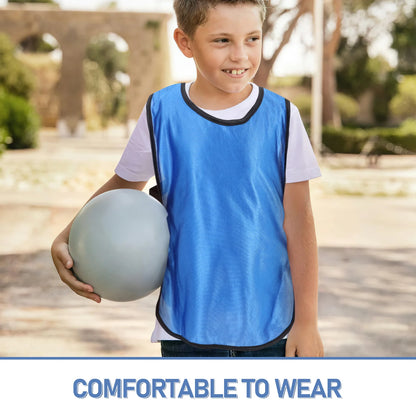6-Pack Kids' Mesh Training Vests – Breathable Sports Pinnies for Soccer & Basketball