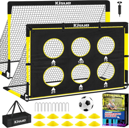 Soccer Goal for Backyard Set - 2 of 6x4 ft Soccer Goals Training Equipment, Soccer Net for Kids Age 3-5 6-8 8-10 10-12, Ball