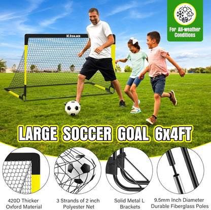 Soccer Goal for Backyard Set - 2 of 6x4 ft Soccer Goals Training Equipment, Soccer Net for Kids Age 3-5 6-8 8-10 10-12, Ball