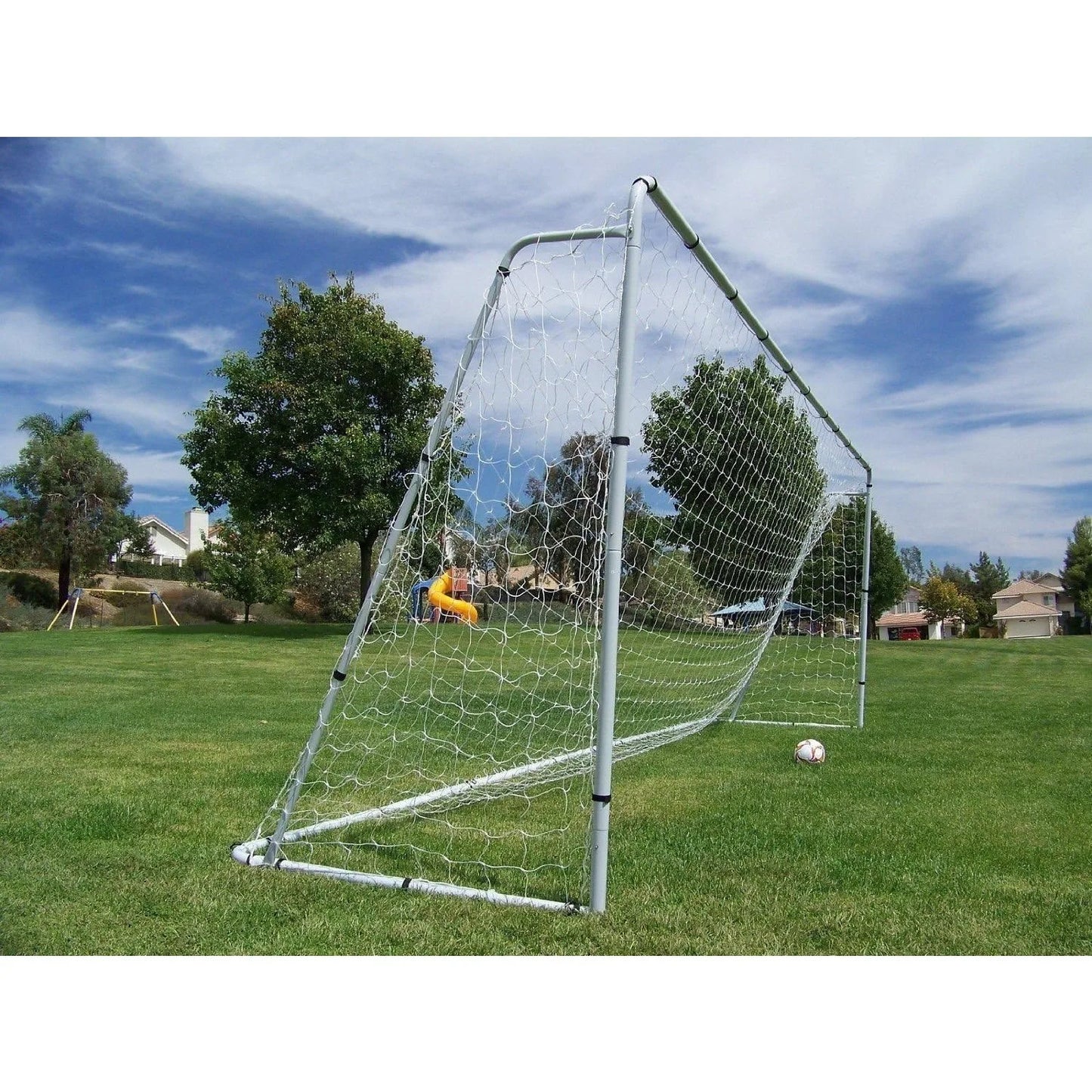 Official Size 24 X 8 X 5 Ft. Steel Soccer Goal. Heavy Duty Frame w/Net. Tournament, Regulation Size Goals. Professional Portable