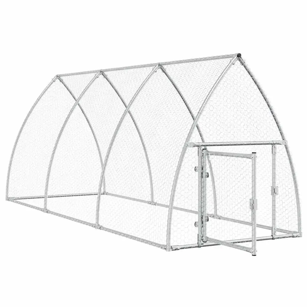 Galvanized Steel Chicken Cage - 118.1"x41.3"x47.2" Silver Outdoor Poultry Run