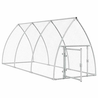 Galvanized Steel Chicken Cage - 118.1"x41.3"x47.2" Silver Outdoor Poultry Run
