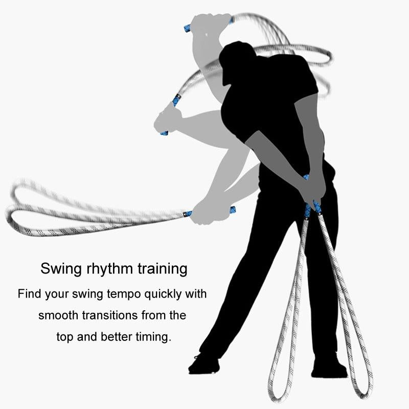 Golf Power Rope Swing for Rhythmic Training - Indoor / Outdoor Exerciser - White Blue