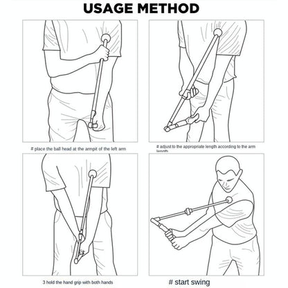 Adjustable Golf Swing Trainer for Beginners - Foldable & Corrective - Black