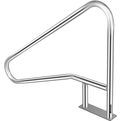 VEVOR Pool Rail 54x36 Pool Railing 304 Stainless Steel 250LBS Load Capacity Silver Rustproof Pool Handrail Humanized Swimming Pool Handrail with Blue Grip Cover & M8 Drill Bit & Self-Taping Screws