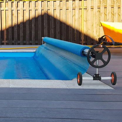 VEVOR Pool Cover Reel, Aluminum Solar Cover Reel 22 ft, Inground Swimming Pool Cover Reel Set with Rubber Wheels and Sandbags, Fits for 5-22 ft Width Swimming Pools