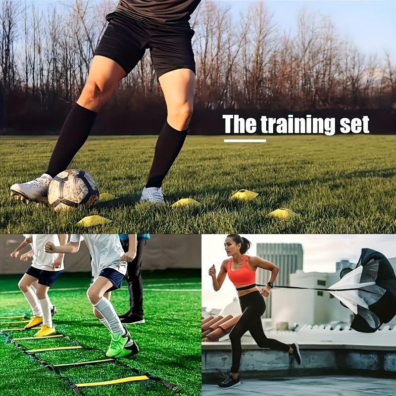Complete Soccer Training Kit: Agility Ladder, Cones, Resistance Parachute & Ground Stakes - Durable PP Material for Speed and Sensitivity Exercises