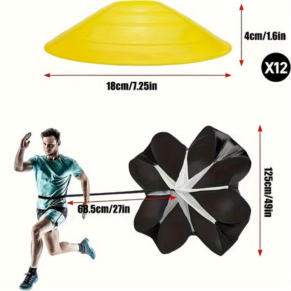 Complete Soccer Training Kit: Agility Ladder, Cones, Resistance Parachute & Ground Stakes - Durable PP Material for Speed and Sensitivity Exercises