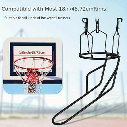 [Durable Basketball Accessories] 1 Set GADFISH Basketball Return Attachment, HeavyDuty Basketball Rebounder With 3 Stable LargeHooks, Durable Basketball Accessories For 18"Rim Basketball Training, Black
