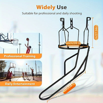 [Durable Basketball Accessories] 1 Set GADFISH Basketball Return Attachment, HeavyDuty Basketball Rebounder With 3 Stable LargeHooks, Durable Basketball Accessories For 18"Rim Basketball Training, Black