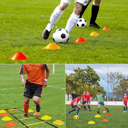 1 Set PE Agility Ladder for Speed Training, Multi-Size Horizontal Speed Ladders with Cones, Soccer & Basketball Footwork Drill Equipment, Football Fitness Training Gear
