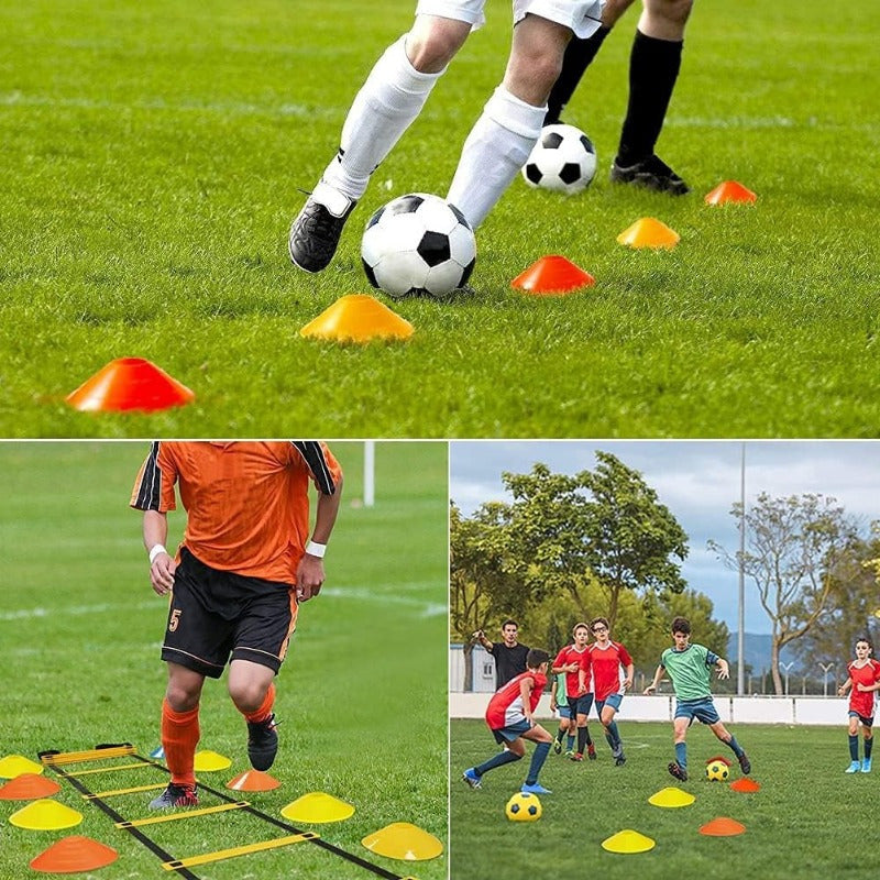 1 Set PE Agility Ladder for Speed Training, Multi-Size Horizontal Speed Ladders with Cones, Soccer & Basketball Footwork Drill Equipment, Football Fitness Training Gear